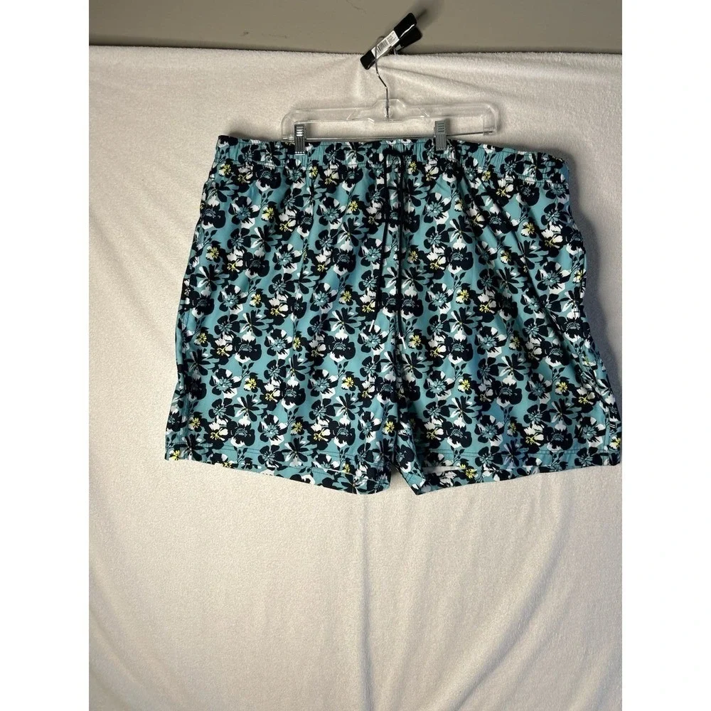 Nautical NWT Men's Swim Suit Trunks Poppy Print Blue Green Size 4XL